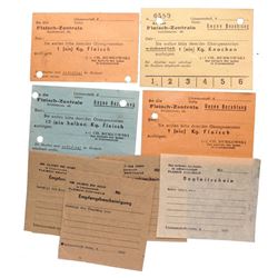LITZMANNSTADT LODZ GHETTO MEAT RATION CARDS/RECEIPTS