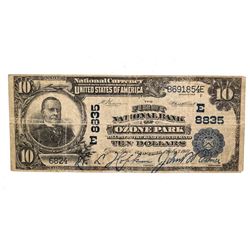 UNITED STATES 1902 $10 OZONE PARK NATIONAL BANK NOTE