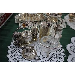 10 pcs of Silverplate Salt & Pepper Sets & Tea Leaf Sieve