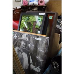 John Wayne Picture & Other Framed Items (4 pcs)