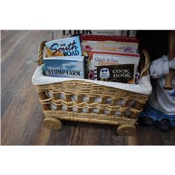 Little Wooden Cart w/Cookbooks & Magazines