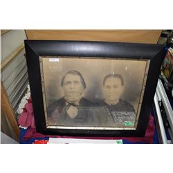 Framed Antique Picture of Man & Woman