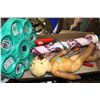Image 1 : Box w/Scratcher; Exerciser; Michigan Rummy Kitty; Girdle Holder; Demagnetizer; Gun; & Misc.