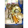 Image 1 : Brass Spitoon; Misc. Brass Containers  & Old Certo Bottle