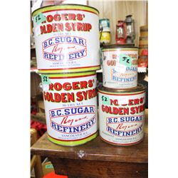 4 Rogers Syrup Tins