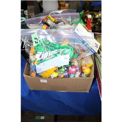 Collection of Old Children's Toys (6 Bags; 3 Stuffed Toys;  & Comic Tray)