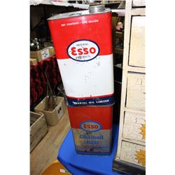 2 Esso Oil 1 Gallon Oil Tins
