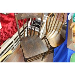 2 Wooden Chairs - 1 Pressed Back & 1 Bow Back