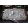 Image 1 : Silverplate Tray with 4 Glass Rectangular Inserts