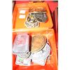Image 1 : Orange Plastic Box with 12 Belt Buckles