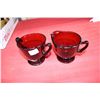Image 1 : Ruby Glass Cream & Sugar