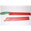 Image 1 : Red & Green Schraded Edge Knife w/Cover
