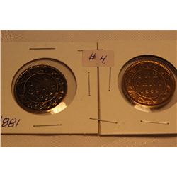 Cdn. Large Pennies (2) - 1881, 1882
