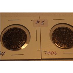 Cdn Large Pennies (2) 1884, 1886