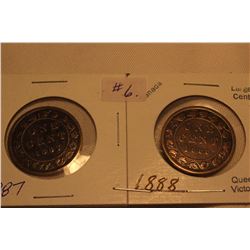 Cdn. Large Pennies (2) 1887, 1888