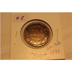 Cdn. Large Penny - 1891 (LL, SD)