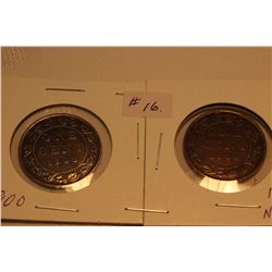 Cdn. Large Pennies (2) 1900 (No H); 1900 H