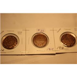 Cdn. Large Pennies (3) 1914; 1915; 1916