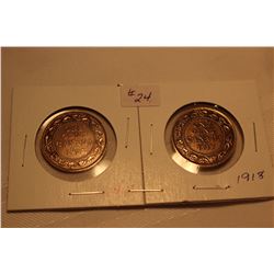 Cdn. Large Pennies (2) 1917; 1918