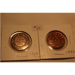 Cdn. Large Pennies (2) 1919; 1920