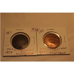 1855; 1857 Tokens (Self-Government & Free Trade) P.E.I.