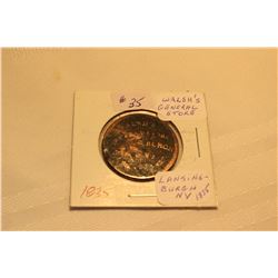 1835 'Hardtimes Token' Walsh's General Store, N.Y.