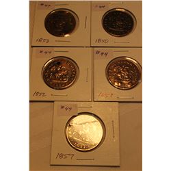 Tokens - Half Pennies - 1850; 1850; 1852; 1857; 1857 (All Damaged)