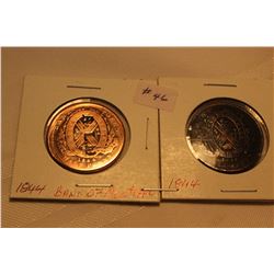 Tokens - Half Pennies (2) 1844 - Bank of Montreal