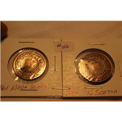 1861 - One Penny (2) Nova Scotia - 1 is Damaged