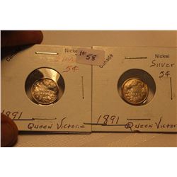 Silver 5 Cents (2) 1891