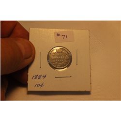 Silver 10 Cents 1884 (Damaged)