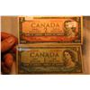 Image 1 : Cdn. One & Two Dollar Bills "Asterisk" signed Beattie, Rasminsky - 1954