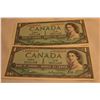 Image 1 : Cdn. One Dollar Bills (2) 1954 "Asterisk" Sequenced - AU