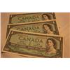 Image 1 : Cdn. One Dollar Bills (3) 1954 "Asterisk" Sequenced - AU