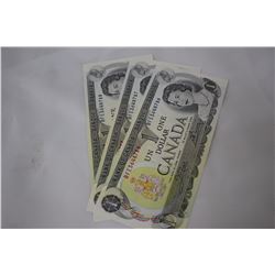 Cdn. Dollar Bills (3) 1973 - 3 sequenced bills