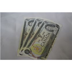 Cdn. Dollar Bills (3) 1973 - 3 sequenced bills