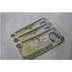 Cdn. Dollar Bills (4) 1973 - 3 sequenced bills