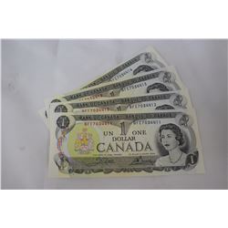 Cdn. Dollar Bills (4) 1973 - 4 sequenced bills