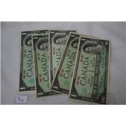 Cdn. Dollar Bills (5) 1967 - Confederation - No Serial Numbers