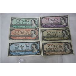 Cdn. Bills - 1954 (Modified) 1,2,5,10,20, 100