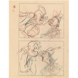 Popeye and William Tell production storyboard drawings from Popeye Meets William Tell