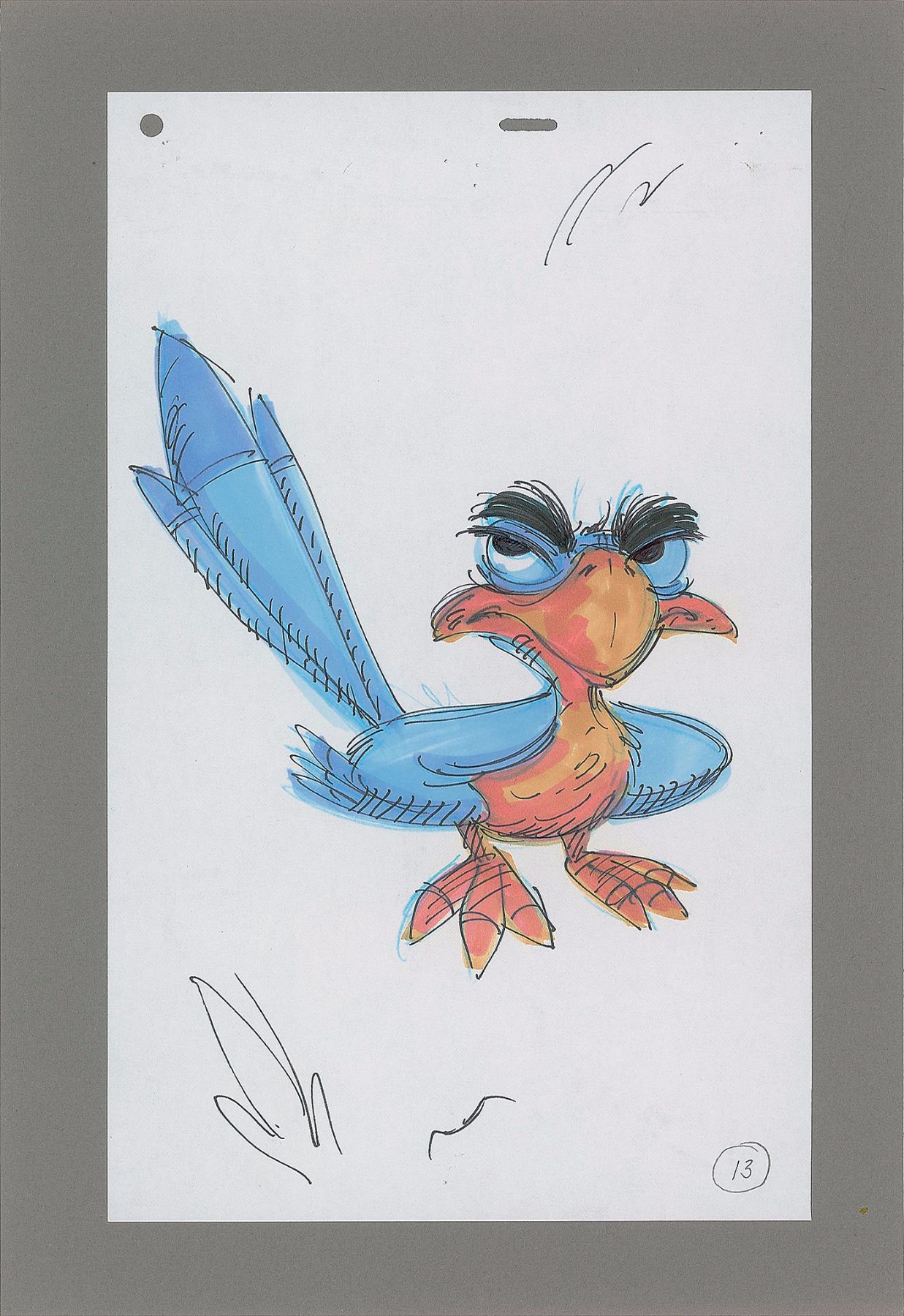 Zazu concept production drawing from The Lion King