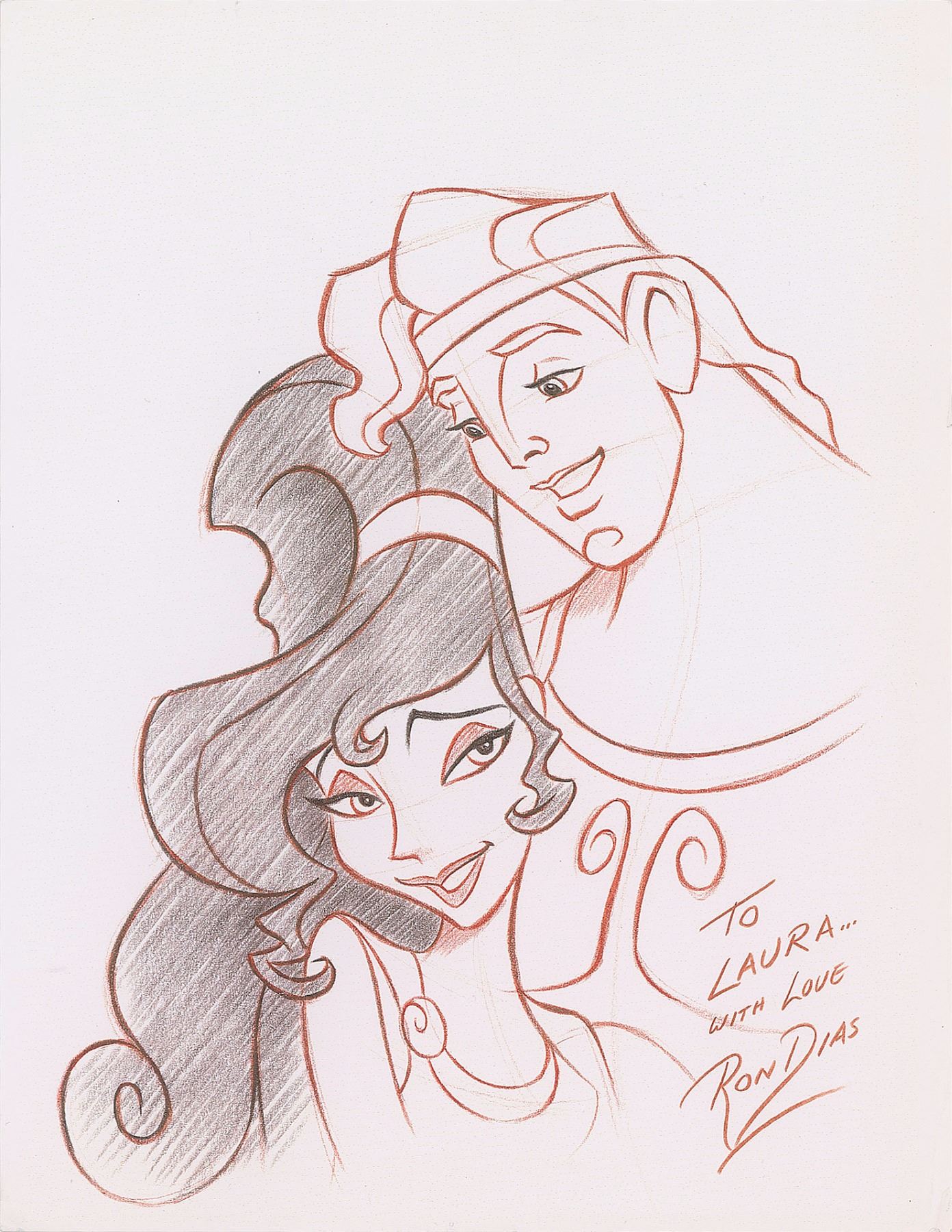 Hercules and Meg publicity drawing from Hercules