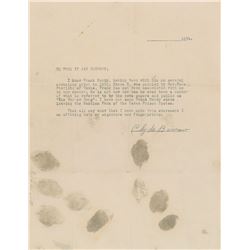 Clyde Barrow Typed Letter Signed with Fingerprints