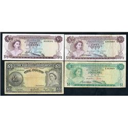 Bahamas Government & Monetary Authority, 1953-68, Quartet of Issued Notes