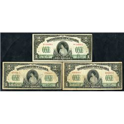 Dominion of Canada, 1917, Trio of Issued Notes