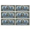 Image 1 : Bank of Canada, 1937 Issue Banknote Group of 6 Consecutive High Grade Notes.