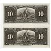 Image 2 : Bank of Canada, 1937 Issue Banknote Pair of 2 Consecutive High Grade Notes.