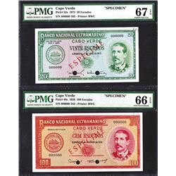 Banco Nacional Ultramarino Cabo Verde. 1958, 1972 Issues.