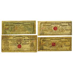 Banco Nacional De La Republica De Colombia, 1899-1900 Banknote Quartet.